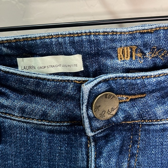 Kut from the Kloth Jeans Lauren Blue Ankle Cropped Straight Crop Stretchy Slim - Picture 3 of 11